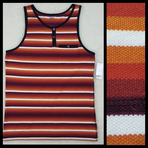 Bar lll Mens Striped Tank Top Sz Large - Picture 1 of 8